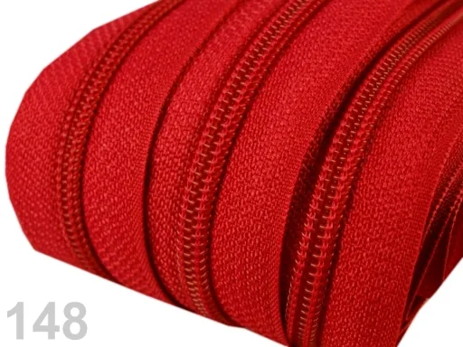 Reißverschluss als Meterware in Rot, spiralförmig, mit 5 mm Spiralbreite