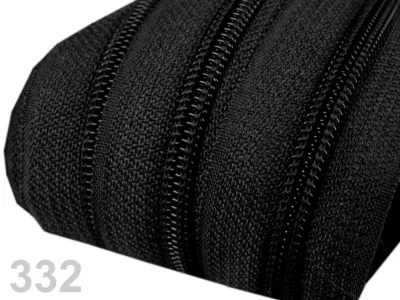 Reißverschluss als Meterware in Schwarz, spiralförmig, mit 5 mm Spiralbreite
