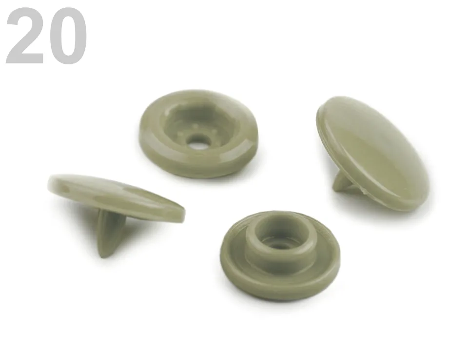 Snaps Druckknöpfe in Khaki, Nahaufnahme