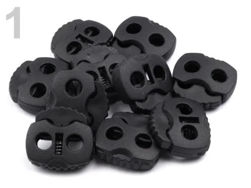 Kordelstopper mit in Schwarz, Nahaufnahme