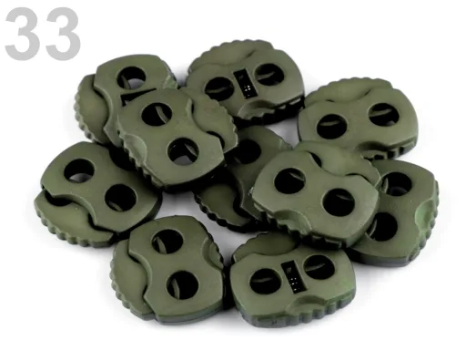 Kordelstopper mit in Khaki, Nahaufnahme