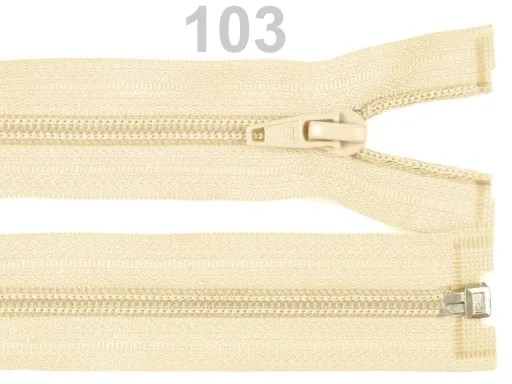 Reißverschluss teilbar 65 cm in Creme, Spirale 5 mm