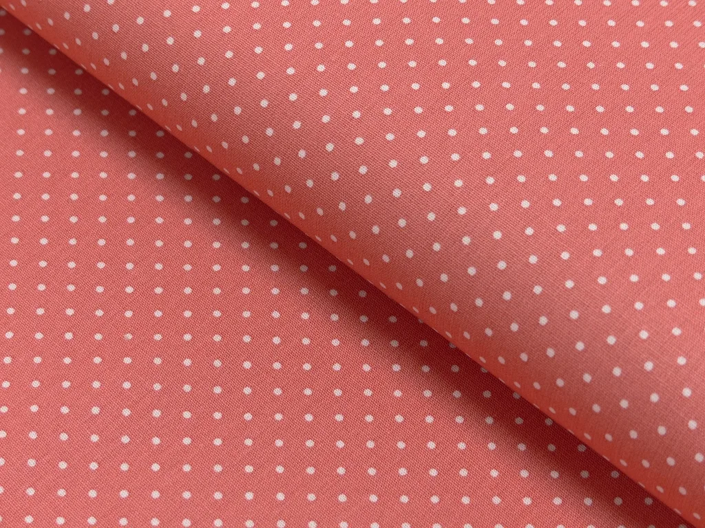 Baumwollwebware / Popeline in Lachs/Weiß, Meterware im Detail