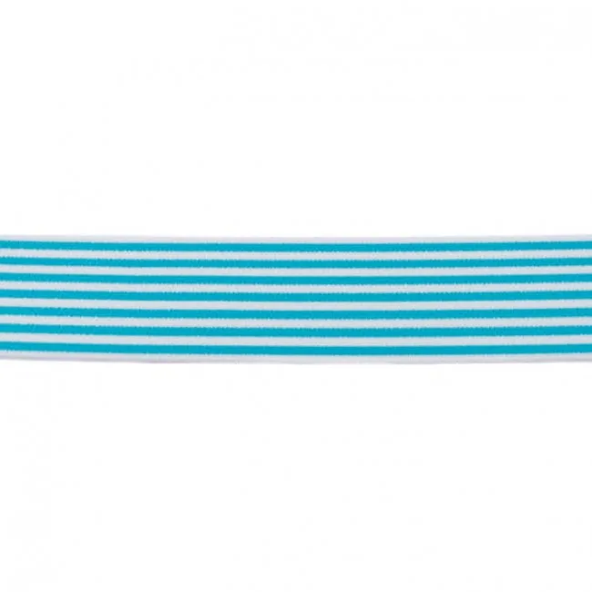 Gummiband Mini Streifen Mint-Weiß, Meterware im Ausschnitt