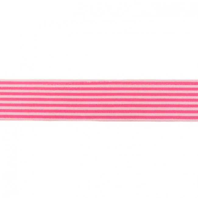 Gummiband Mini Streifen Rosa-Pink, Meterware im Ausschnitt