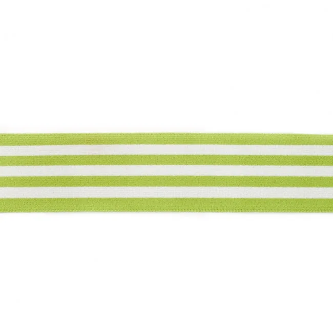Gummiband Streifen Lime-Weiß, Meterware im Ausschnitt