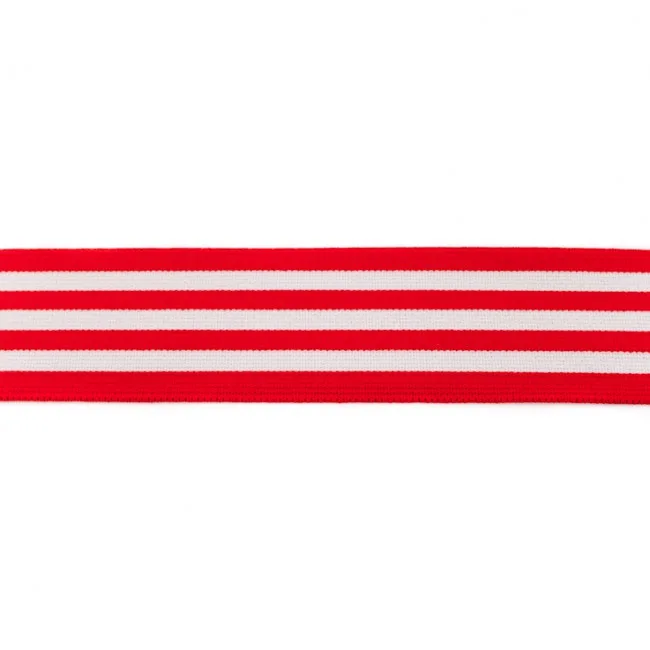 Gummiband Streifen Rot-Weiß, Meterware im Ausschnitt