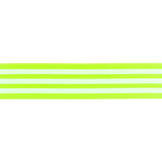 Gummiband Streifen Neon Grün-Weiß, Meterware im Ausschnitt