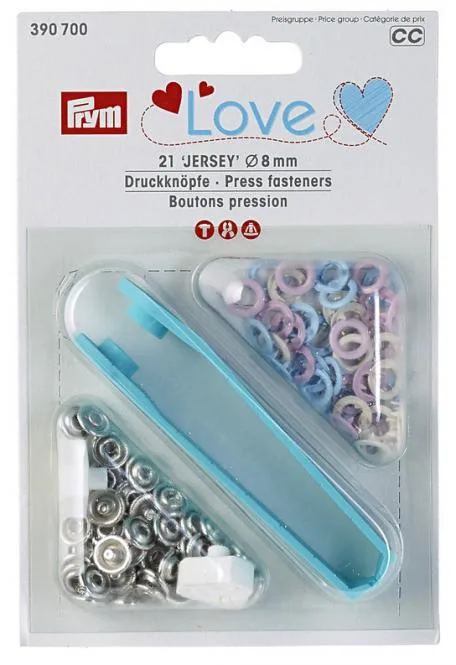 Prym Love Jersey Druckknöpfe Rosa/Hellblau/Perle in Bunt