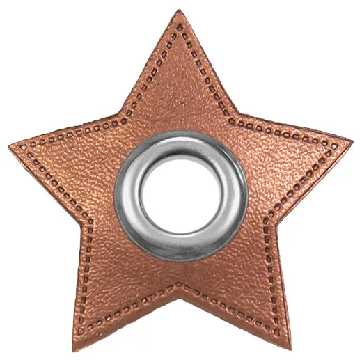 Ösen-Patches Sternform in Bronze, Nahaufnahme