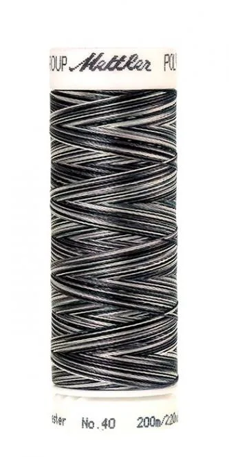 Spule Poly Sheen Multi Salt and Pepper, bunt mit Schwarz, Grau und Weiß