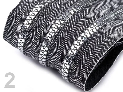 Reißverschluss als Meterware in Silber, spiralförmig, mit 5 mm Spiralbreite