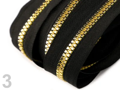 Reißverschluss als Meterware in Gold, spiralförmig, mit 5 mm Spiralbreite
