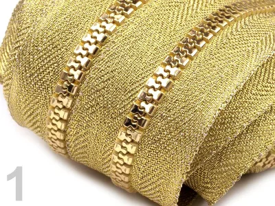 Reißverschluss als Meterware in Gold, spiralförmig, mit 5 mm Spiralbreite
