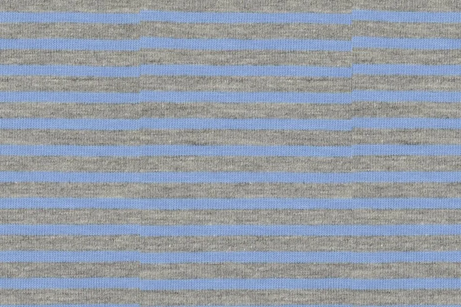 Baumwolljersey in Hellblau/Grau Melange, Meterware im Detail