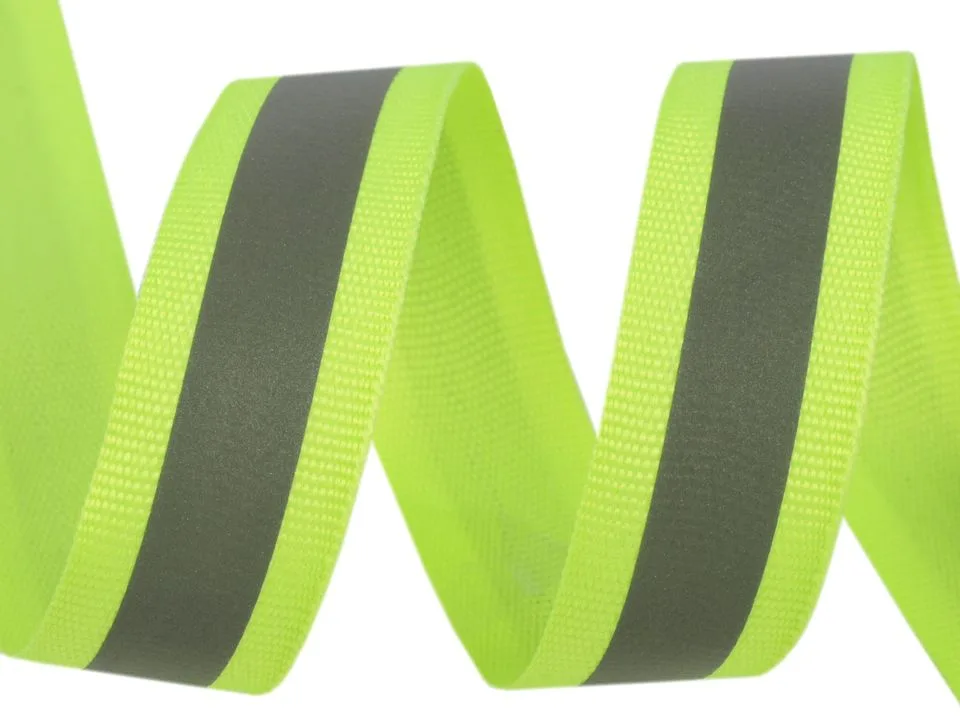 Reflexband Gelb-Grün Neon, Meterware im Ausschnitt