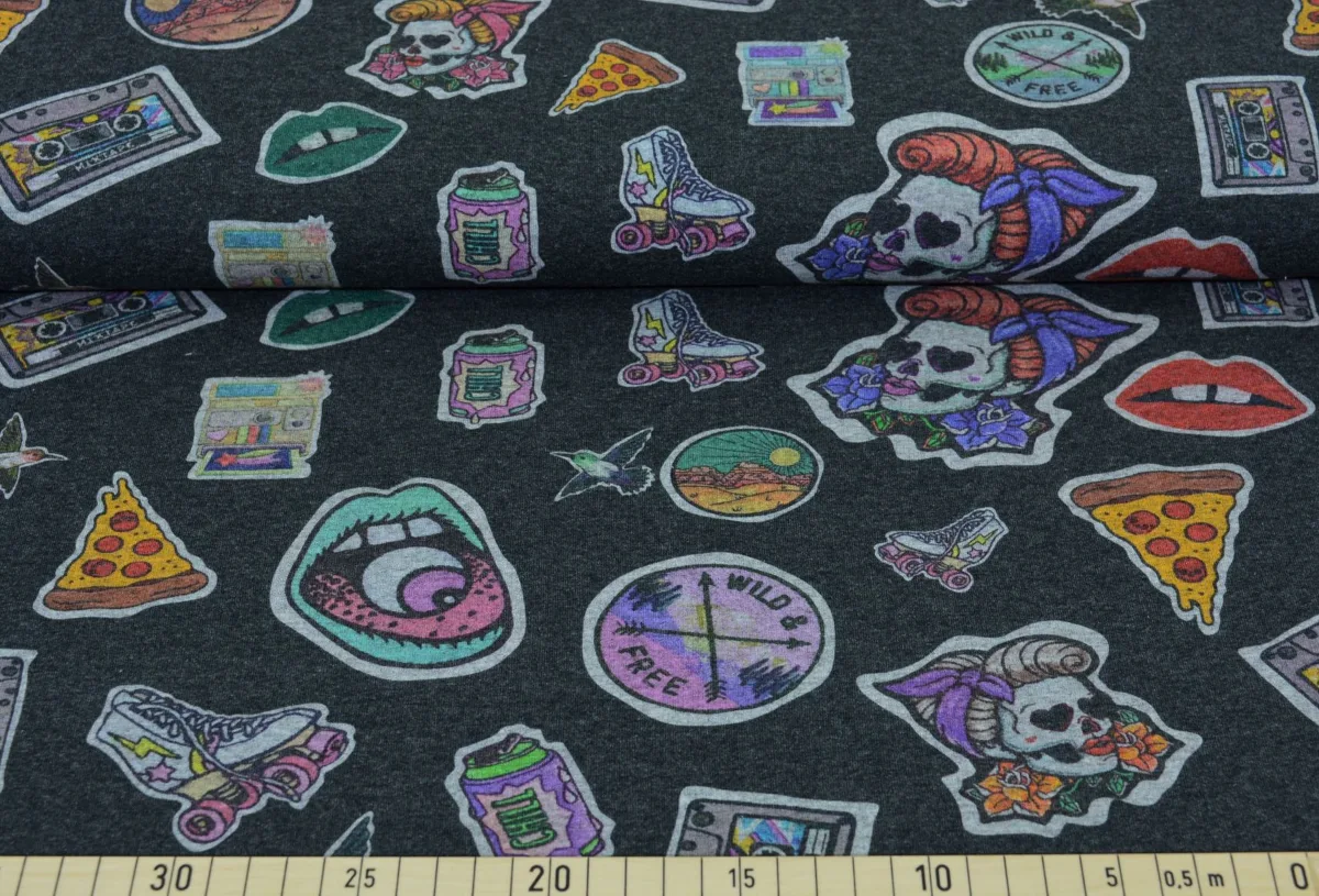 Sommersweat French Terry in grau, Meterware im Detail