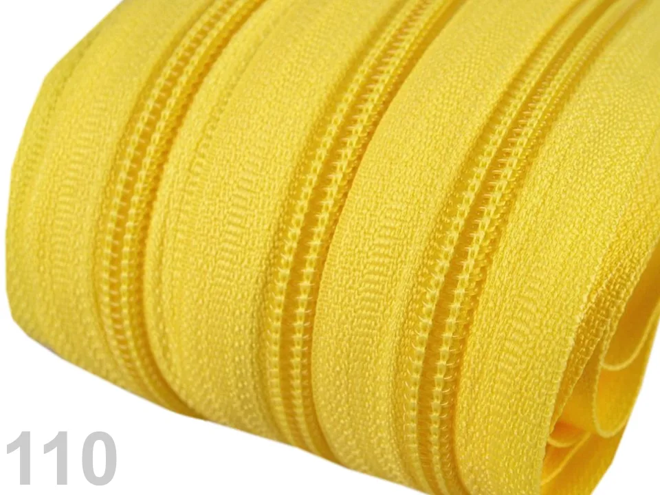 Reißverschluss als Meterware in Zitronengelb, spiralförmig, mit 5 mm Spiralbreite