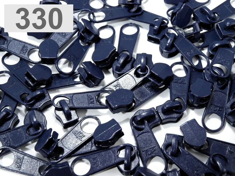 Zipper Schieber in Dunkelblau für spiralförmige Reißverschlüsse, 5 mm Spiralbreite