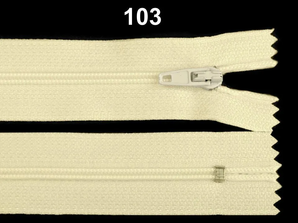 Reißverschluss nicht teilbar 12 cm in Creme, Spirale 3 mm