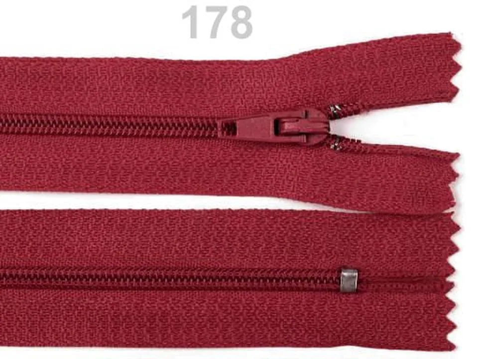 Reißverschluss nicht teilbar 12 cm in Bordeaux, Spirale 3 mm