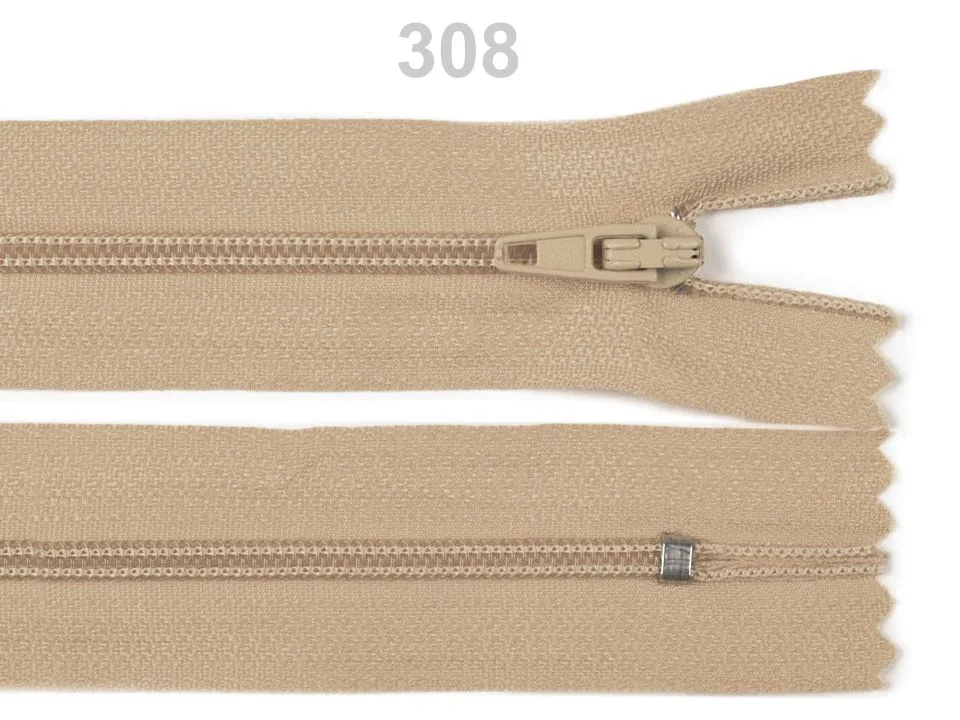 Reißverschluss nicht teilbar 12 cm in Beige, Spirale 3 mm