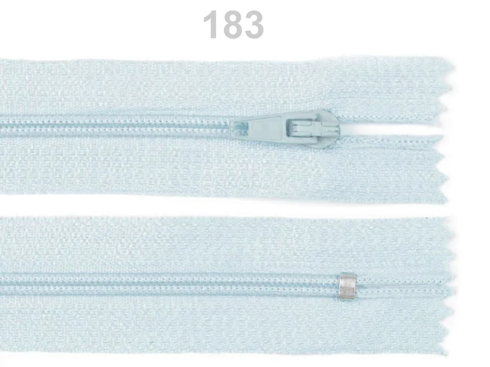 Reißverschluss nicht teilbar 12 cm in Eisblau, Spirale 3 mm