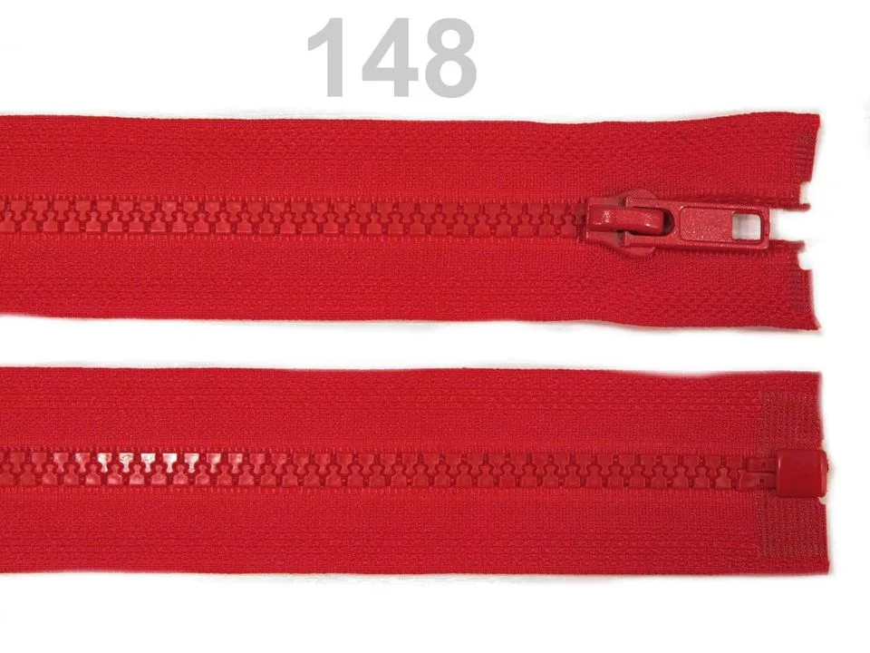 Reißverschluss teilbar 75 cm in Rot, Krampe 5 mm