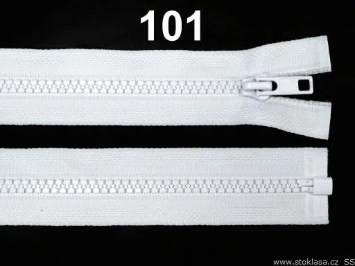 Reißverschluss teilbar 75 cm in Weiß, Krampe 5 mm