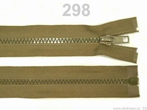 Reißverschluss teilbar 75 cm in Khaki, Krampe 5 mm