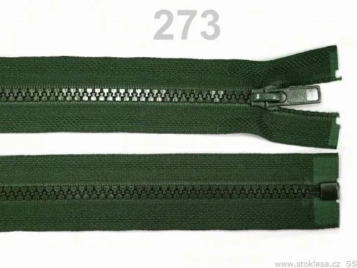 Reißverschluss teilbar 75 cm in Dunkelgrün, Krampe 5 mm