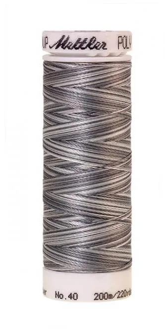 Spule Poly Sheen Multi Overcast Greys, bunt mit Grau, Anthrazit und Weiß