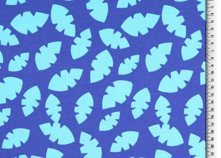 Baumwolljersey in meergrün/blau, Meterware im Detail