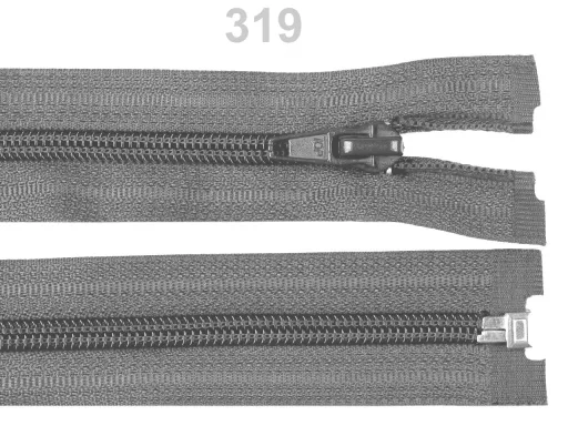 Reißverschluss teilbar 55 cm in Stahlgrau, Spirale 5 mm