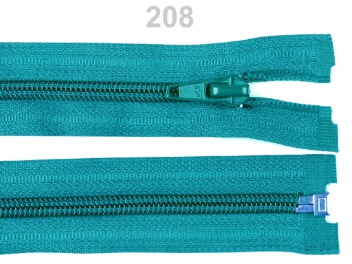 Reißverschluss teilbar 55 cm in Cyanblau, Spirale 5 mm