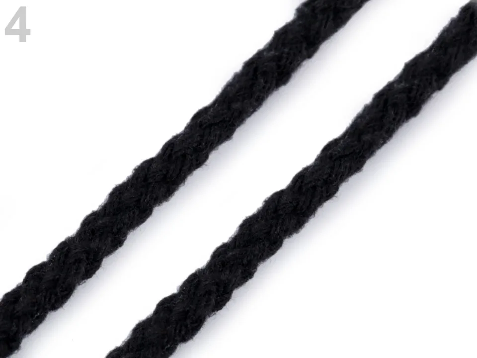 Kordelschnur in Schwarz, Meterware im Ausschnitt