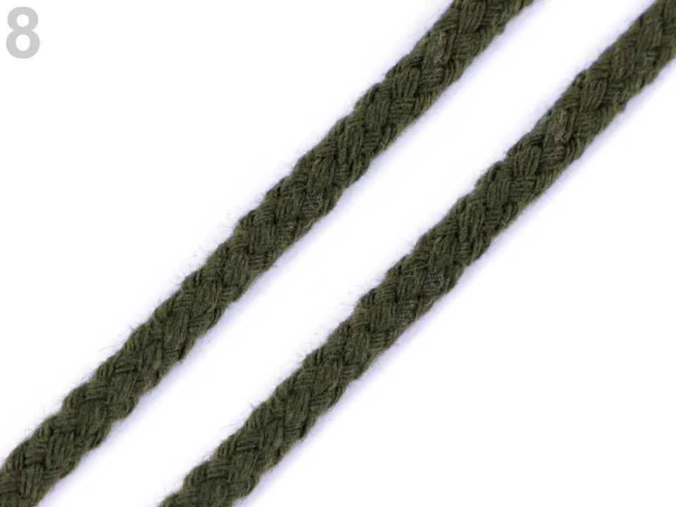 Kordelschnur in Khaki, Meterware im Ausschnitt