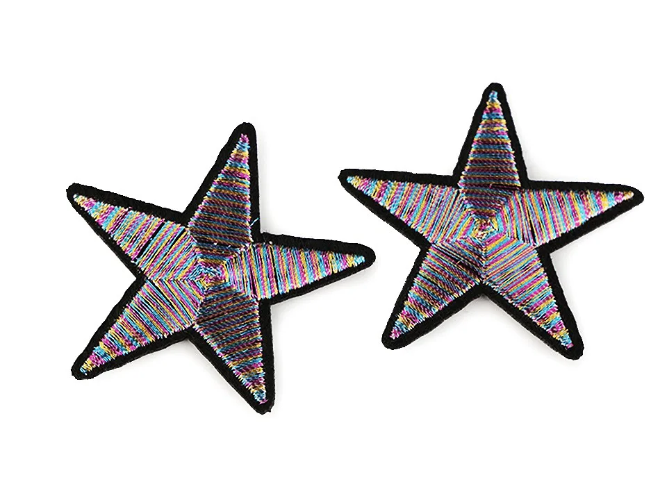 Aufbügler in Sternform mit Lurex-Glitzer zum Aufbügeln