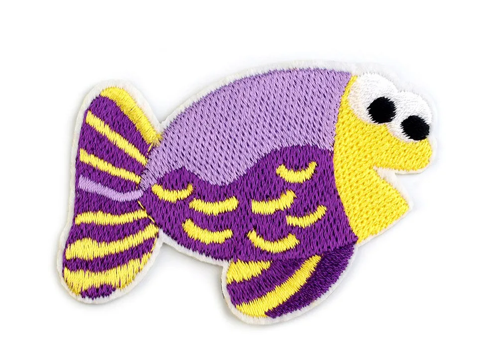 Aufbügler Fisch in Violett-Gelb, Motiv in der Ansicht