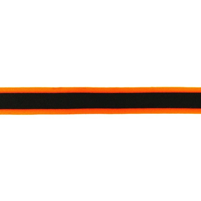 Streifenband in Neonorange, Meterware im Ausschnitt
