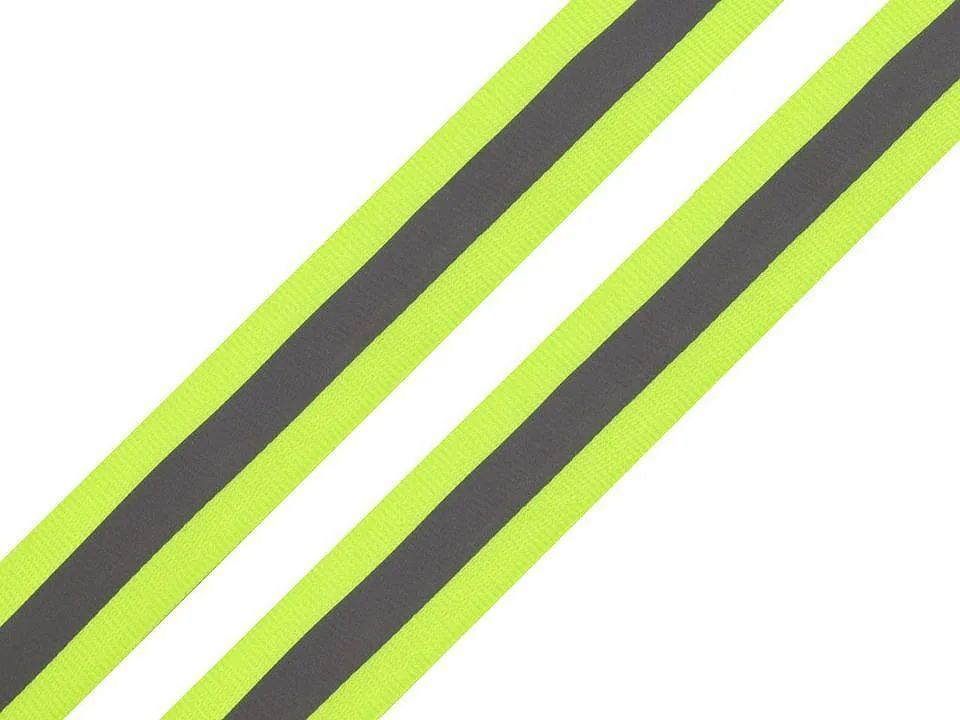 Reflexband Neongelb-Silber, Meterware im Ausschnitt