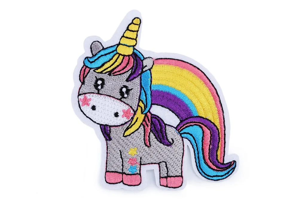 Aufbügler Einhorn Grau mit, Motiv in der Ansicht