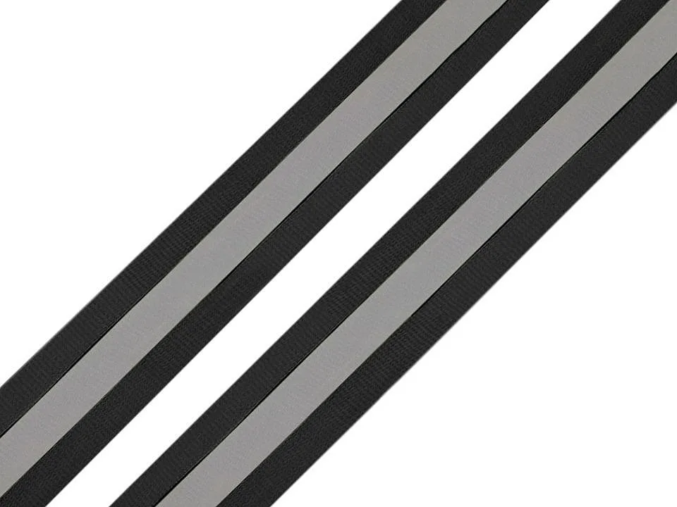 Reflexband Schwarz-Silber, Meterware im Ausschnitt