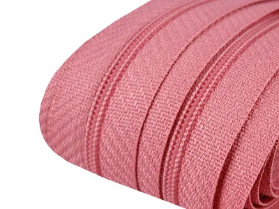 Reißverschluss als Meterware in Rosa, spiralförmig, mit 3 mm Spiralbreite