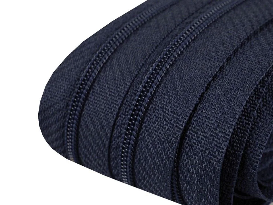 Reißverschluss als Meterware in Dunkelblau, spiralförmig, mit 3 mm Spiralbreite