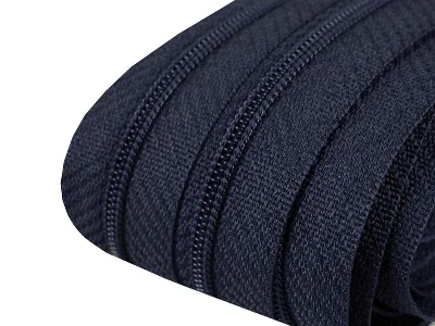 Reißverschluss als Meterware in Dunkelblau, spiralförmig, mit 3 mm Spiralbreite
