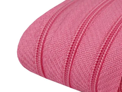 Reißverschluss als Meterware in Rosa, spiralförmig, mit 3 mm Spiralbreite