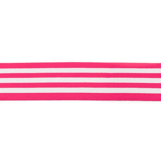 Gummiband Streifen Pink-Weiß, Meterware im Ausschnitt