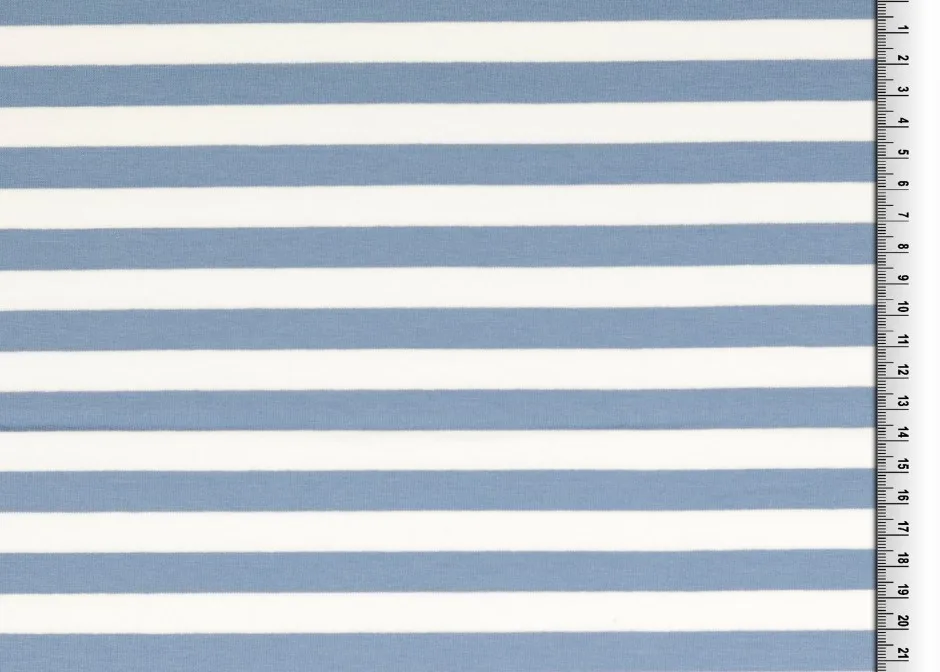Sommersweat French Terry in Rauchblau/Weiß, Meterware im Detail