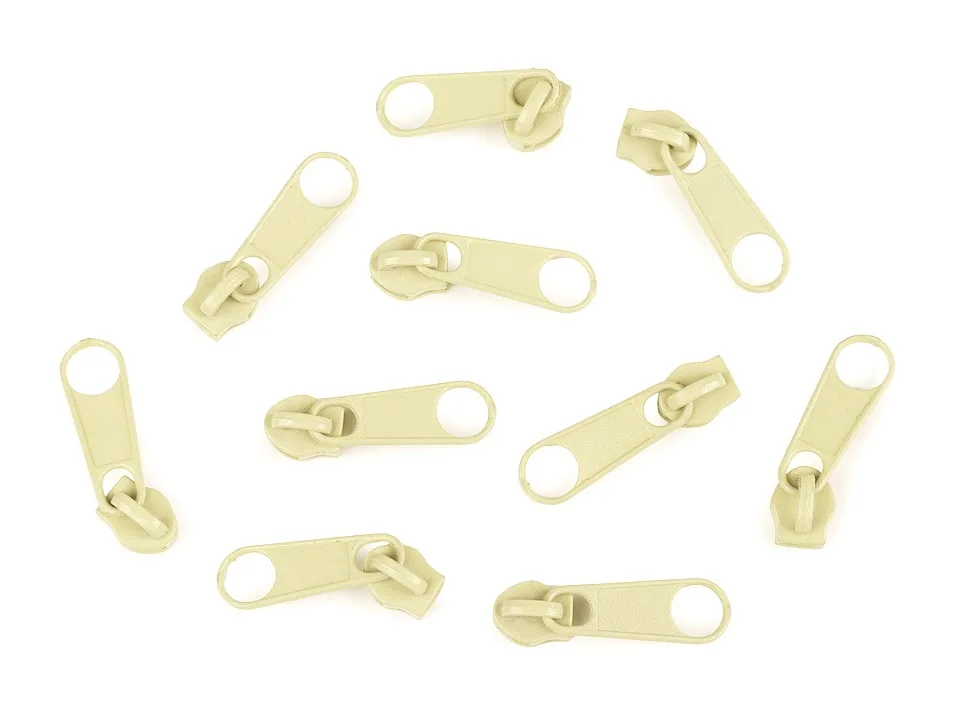 Zipper Schieber in Hellgelb für spiralförmige Reißverschlüsse, 3 mm Spiralbreite